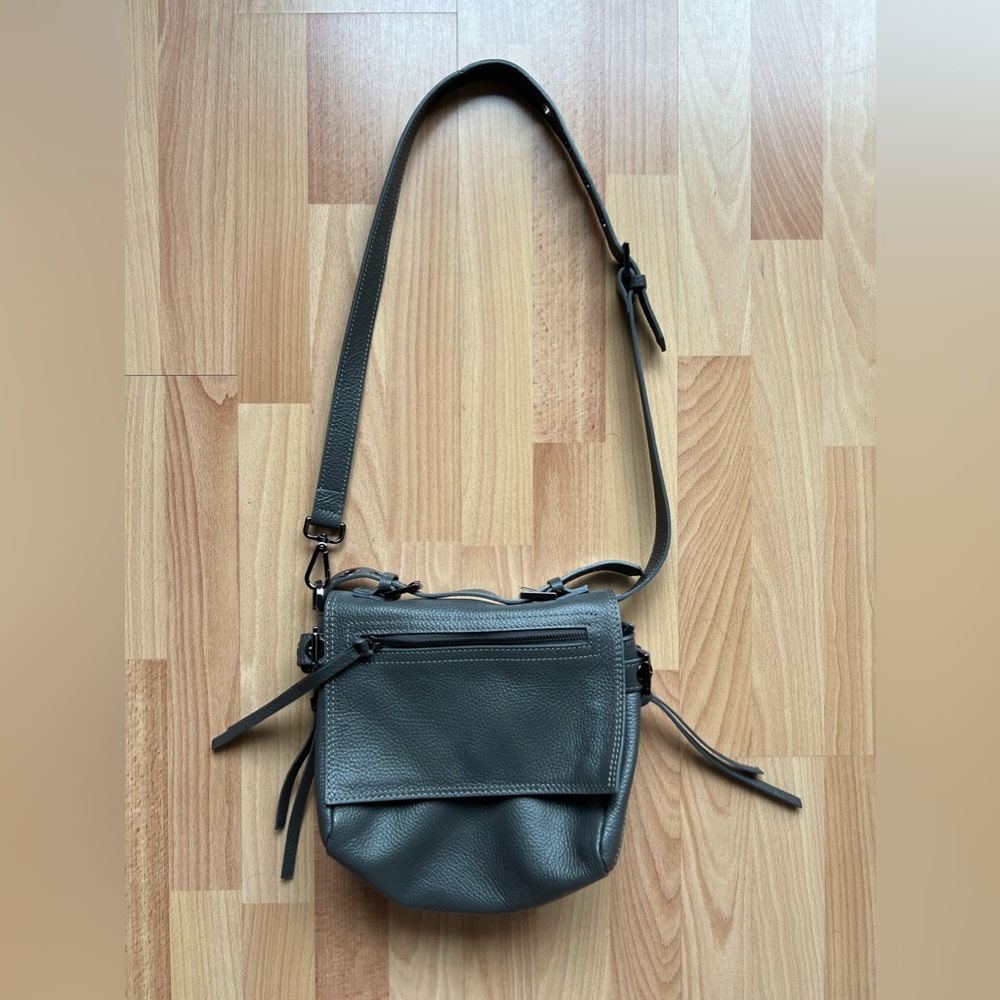 Genuine Leather Shoulder Bag | Alessandro Mari | Made in Italy | Color: Gray